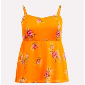 Torrid Orange Floral Babydoll Tank